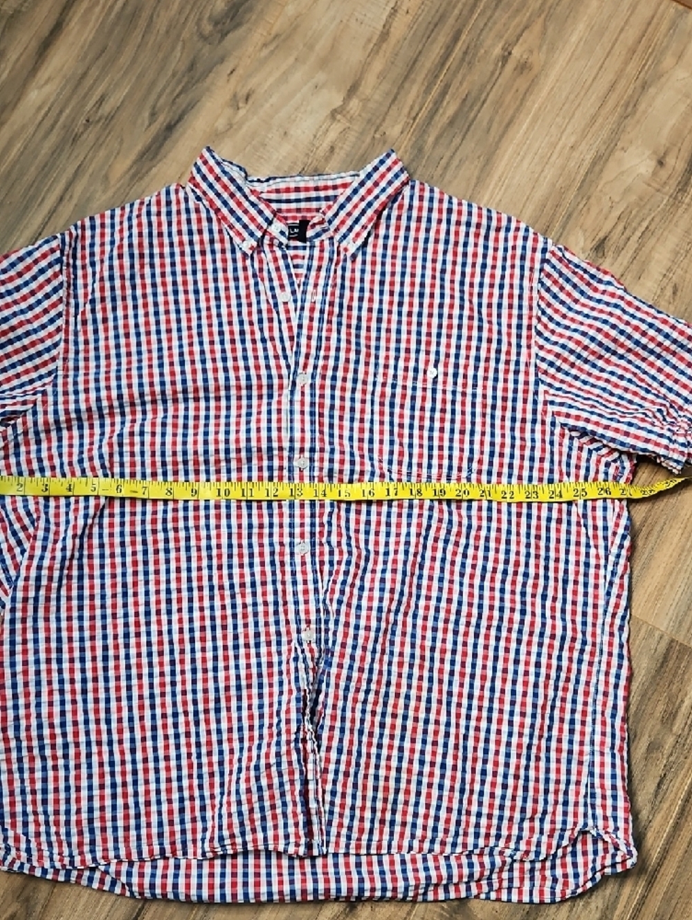 Lands' End Lightweight Red & Blue Check Short-Sleeve Button-Up Shirt XXL - Picture 6 of 8